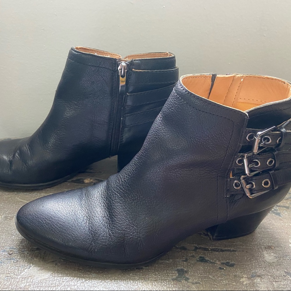Franco Sarto Buckle Leather Ankle Booties